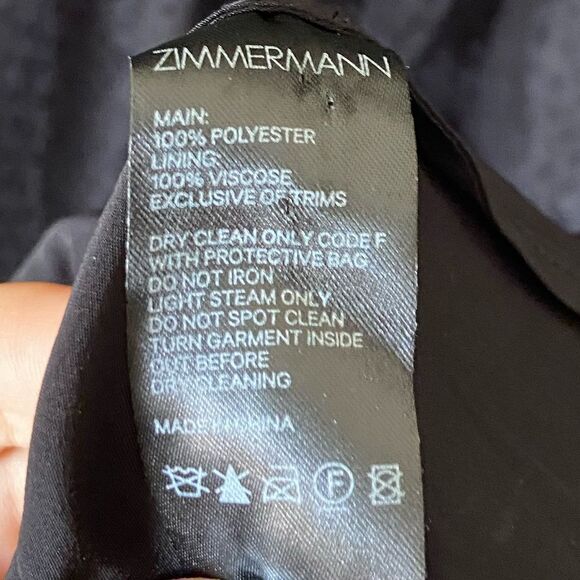 Zimmermann Charm Midi Black Dress Pleated Polka Dot Flocked Tulle Size S/M - Picture 11 of 12